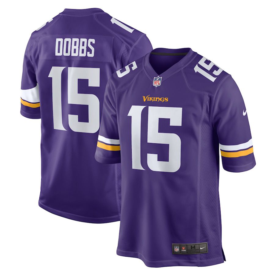 Men Minnesota Vikings #15 Joshua Dobbs Nike Purple Game NFL Jersey
